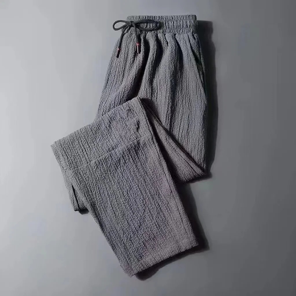 Spring/Summer/Autumn Ultra thin Linen Casual Pants for Mens Straight Loose Large Size Sports Pants Cool and Comfortable 5XL 240530