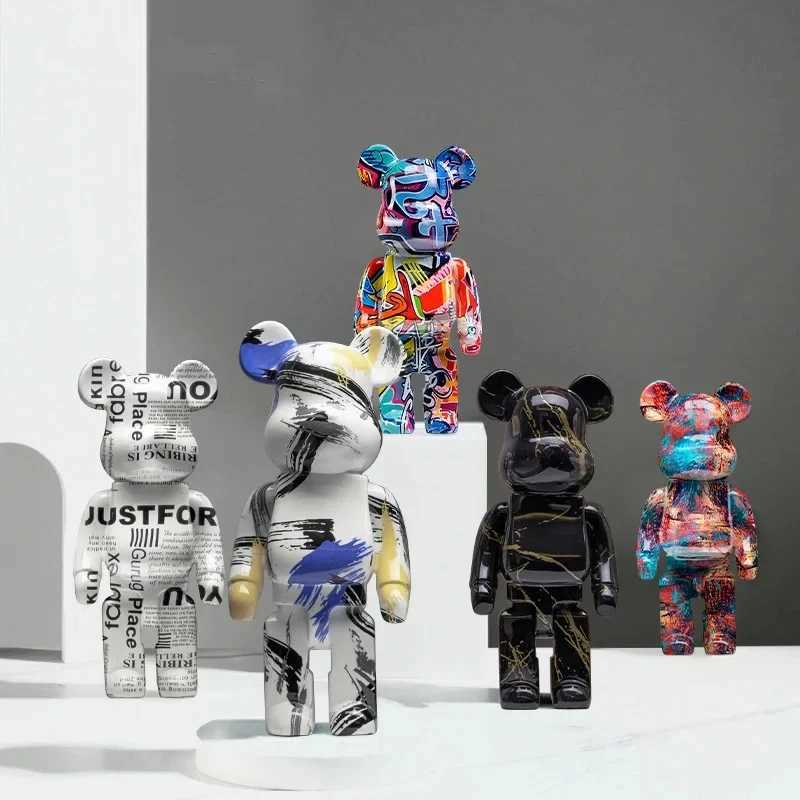 Action Toy Figures Hot selling colorful graffiti bear bricks figures bear bricks statues violent bears resin decorations desk accessories l
