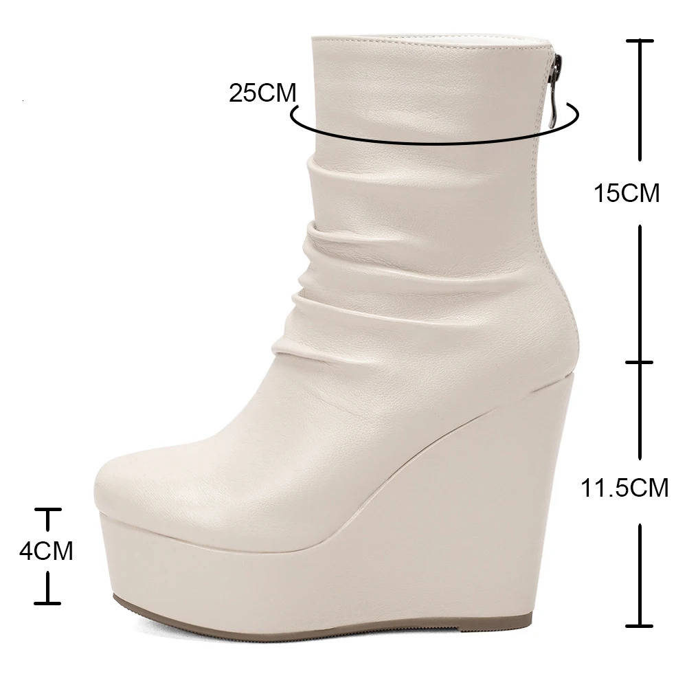 Wedges Ankle Boots Women Winter Autumn Shoes Fashion Faxu Leather Platform Womens Short Boots Sexy High Heels Black Shoes Femal 240611