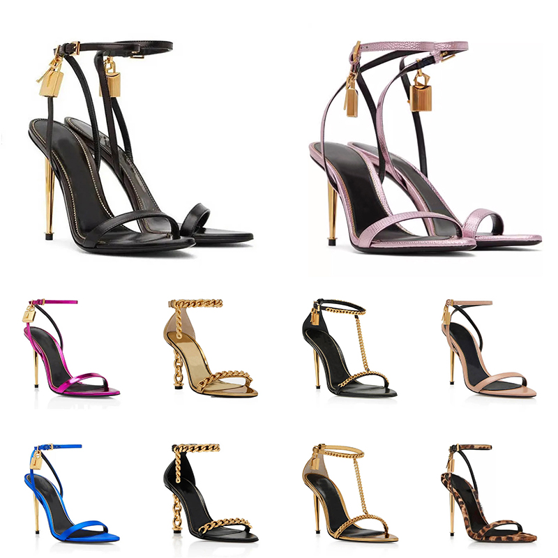 Padlock pointy naked sandals Designer High Heels black nude pink silver gold leather womens[code ：L]Pumps Slingback dress shoes Sandale