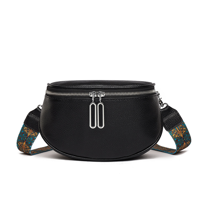 Fashion designer's most advanced women's cowhide bag simple wide shoulder strap high-end and versatile women's single shoulder bag cros