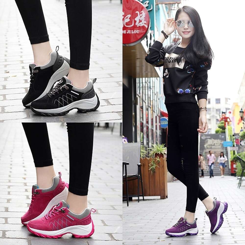 Wholesale outdoor Sneakers for Women's Increased Walking Women Hiking Casual Sports Platform Shaking Shoes Female