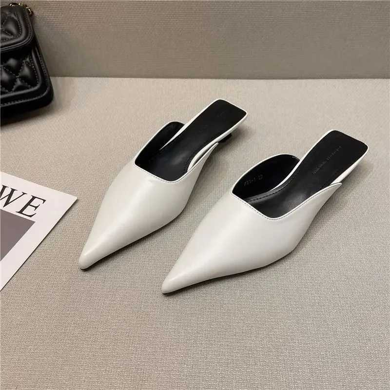 Summer Low Heel Sandals White Rubber Slides Mules Shoes for Women 2024 Outside Woman Slippers Normal ComfortableL464 0ca