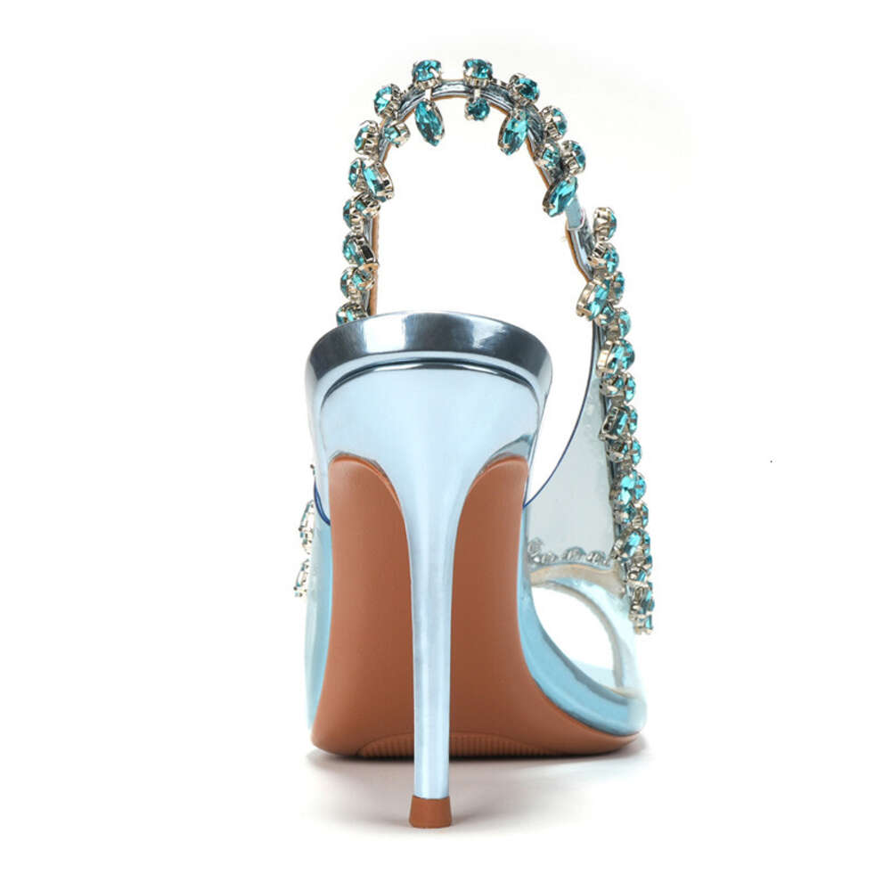 Sexy Peep Toe Transparent PVC Women Pumps Crystal Tassel Slingbacks Thin High Heels Spring Summer Wedding Party Shoes