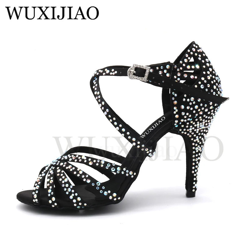 Women's Satin Shining Rhinestones Soft New Hot Bottom Party - Salsa Latin Dance Shoes (Heel: 5Cm/10Cm)