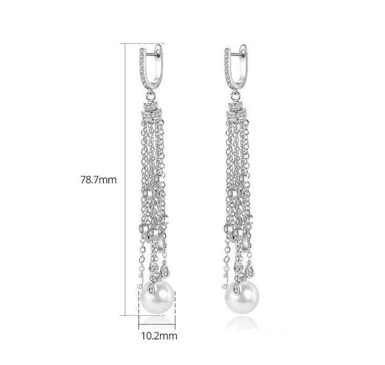2024 Gold Dangle White Sapphire CZ Dia Earrings, Tassels Drop Earrings for Women, Bridal Jewelry