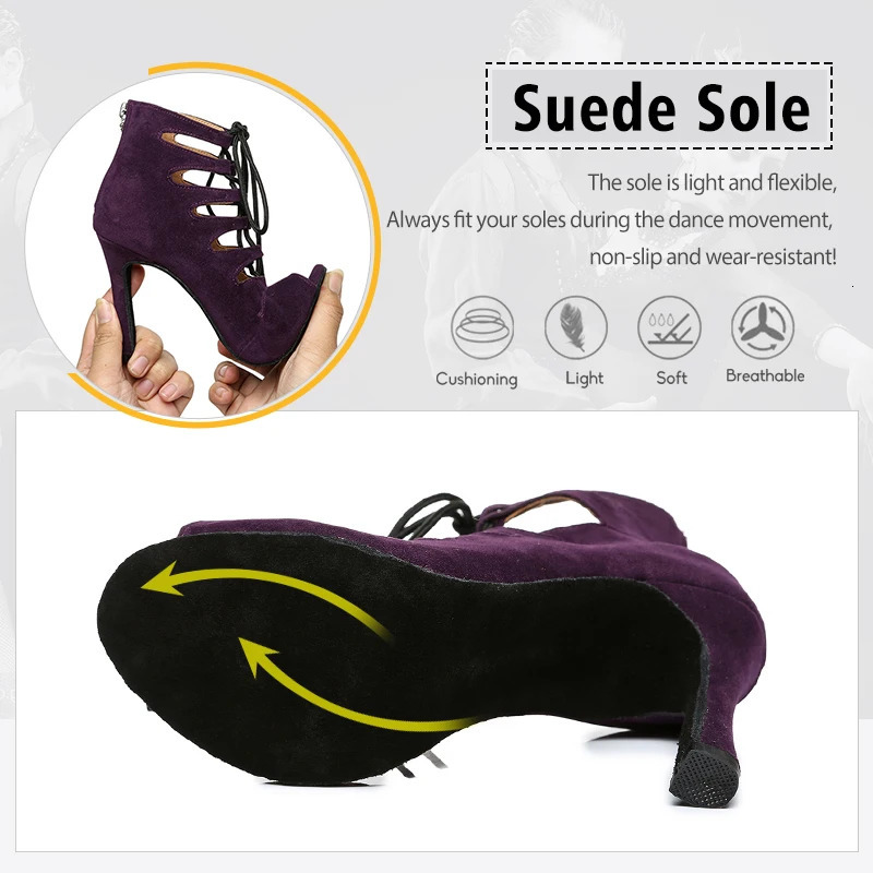 DKZSYIM Women Lace UP Latin Dance Shoes High Heels Ballroom Tango Dancing Boots Open Toes Soft Soles PartyCasual Dance Shoes 240607