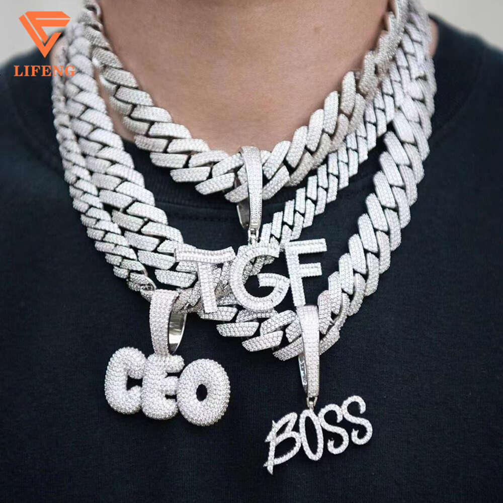 Lifeng Jewelry Accept Customized Hip Hop Bling Vvs Moissanite Cuban Chain Necklace Iced Out Diamond Cuban Chain