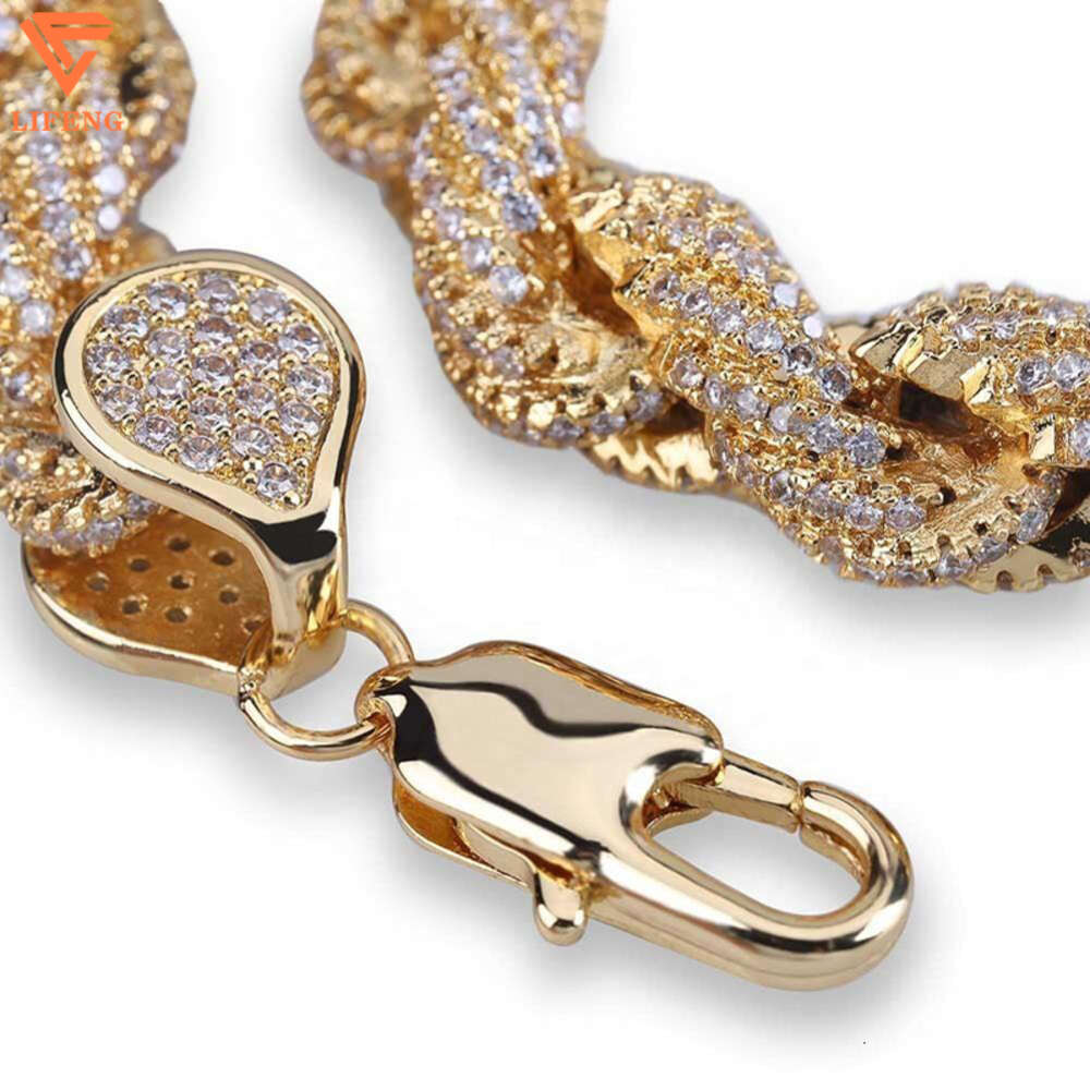 2023 New Arrival Hip Hop Jewelry 8mm Full Vvs Moissanite Iced Out S925 Rope Chain Mens Cuban Link Clasp Bracelet