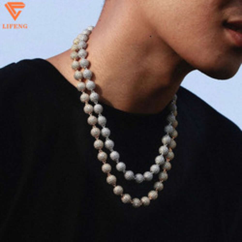 High Quality Fashion Sier Shinny Refined Moissanite Inlaid Bg Rapper Jewelry Hinge Necklace