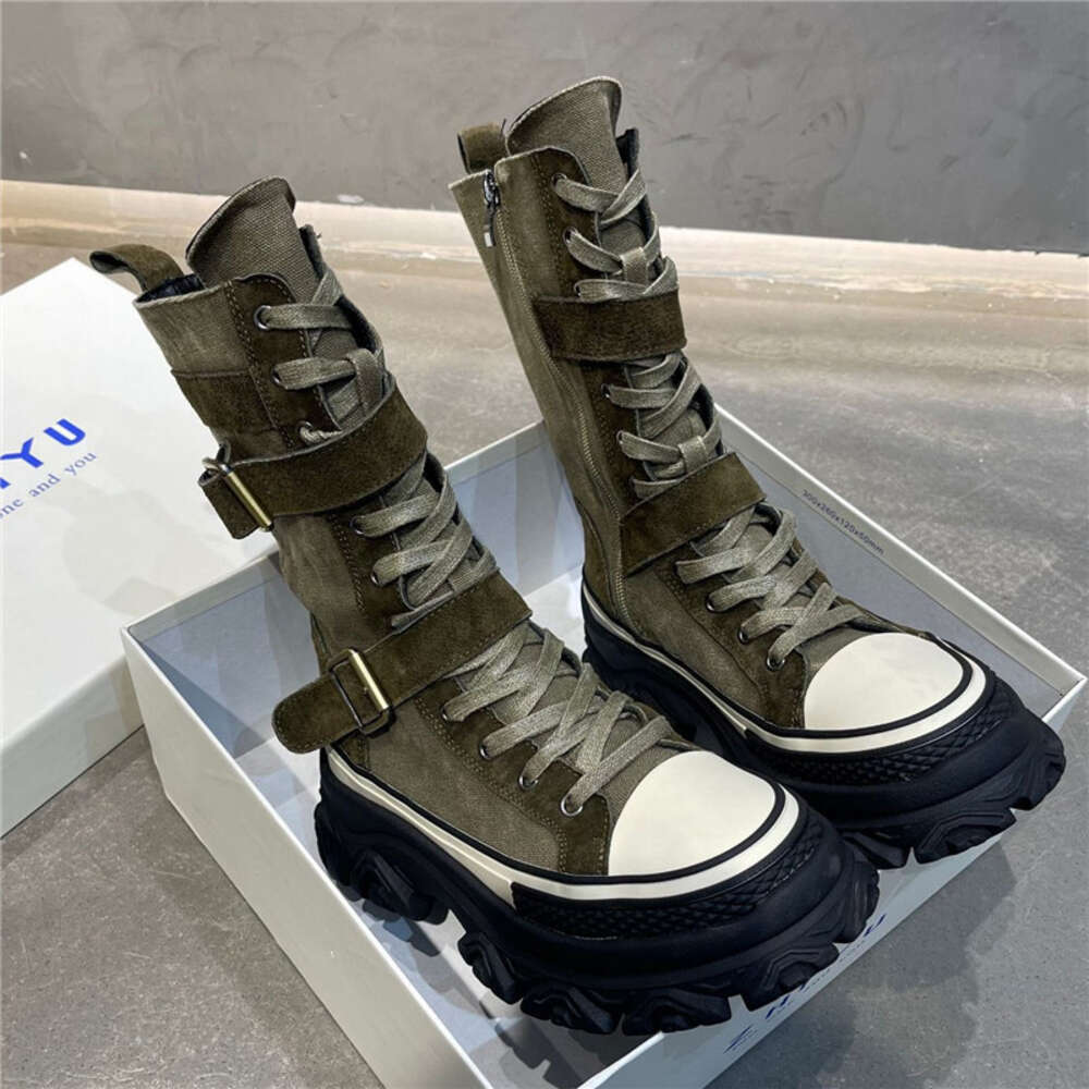 Short Women's Nubuck Non-Slip 2024 Autumn Thick Bottom Motorcycle Boots 4