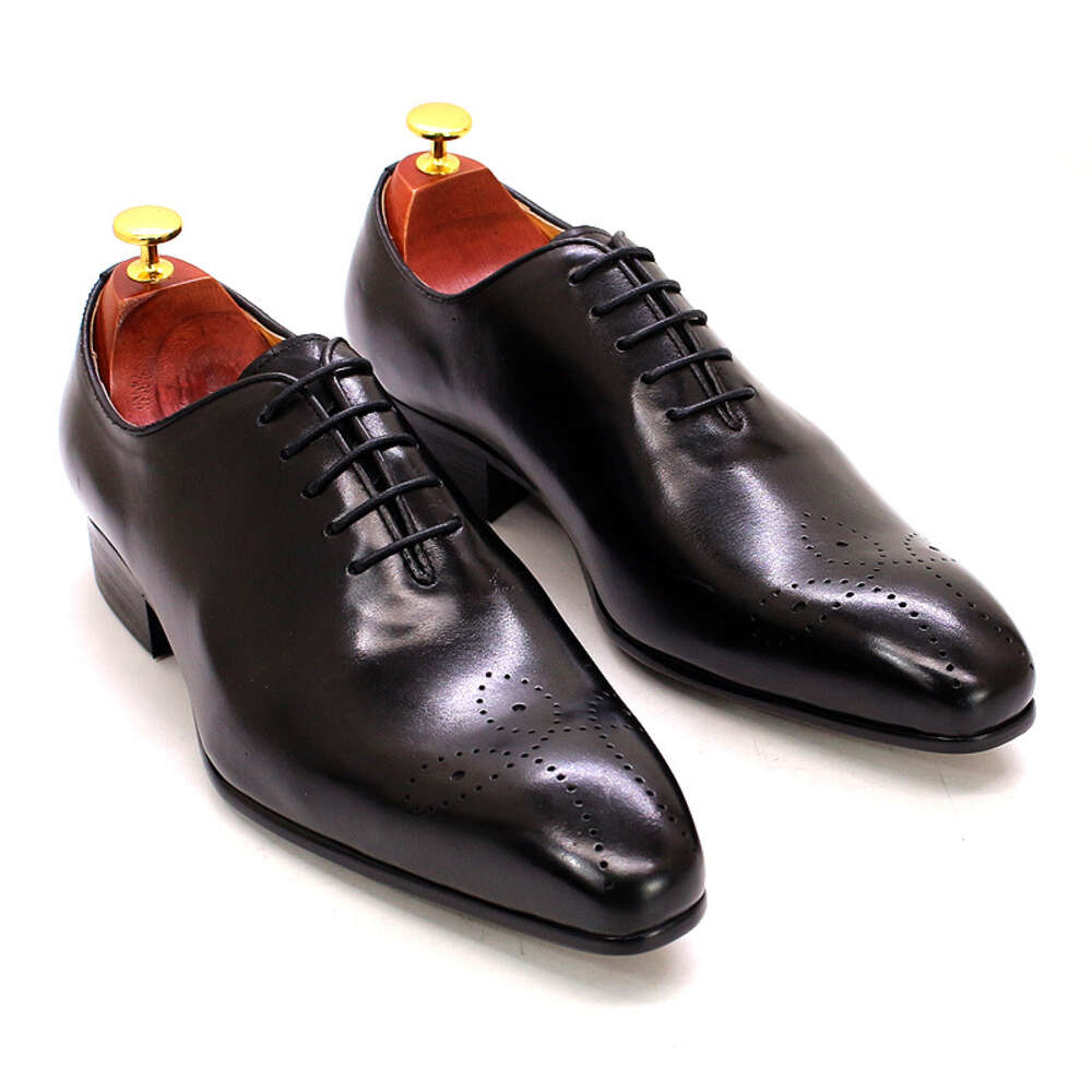 FELIX CHU Mens Oxford Genuine Leather Whole Cut Fashion Pointed Toe Lace-Up Formal Business Wedding Dress Shoes For Men