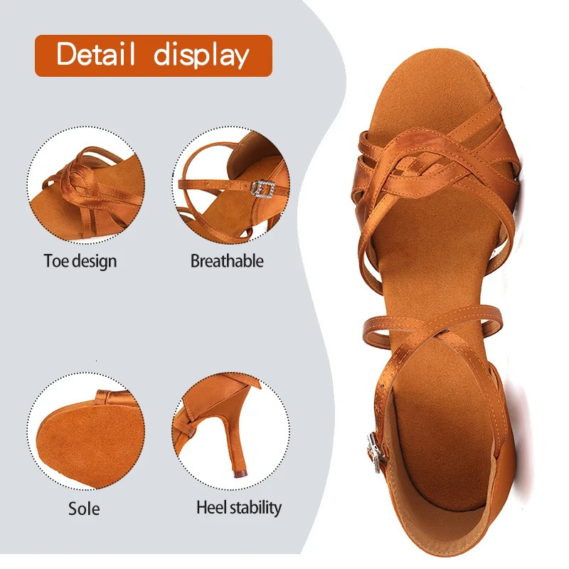 DKZSYIM Latin Dance Shoes Women Ballroom Tango Dancing Shoes Suede Soles Silk Party Salsa Dance Shoes for Ladies Sandals 240607