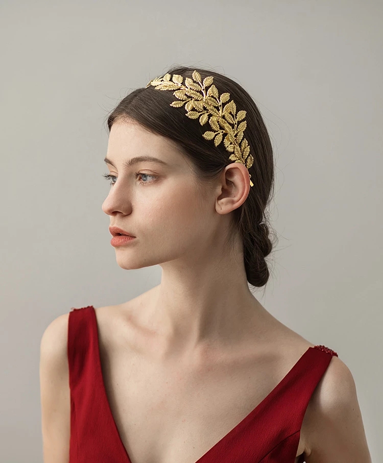 Baroque Greek Roman Metal Leaf Hairbands for Women Boho Head Crowns Tiaras Girl Birthday Jewelry Party Wedding Hair Accessories