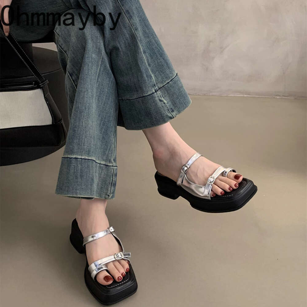 2024 Summer Platform Women Slipper Fashion Clip Toe Slip On Wedges Heel Slides Ladies Elegant Beach Sandal Shoes 36b77