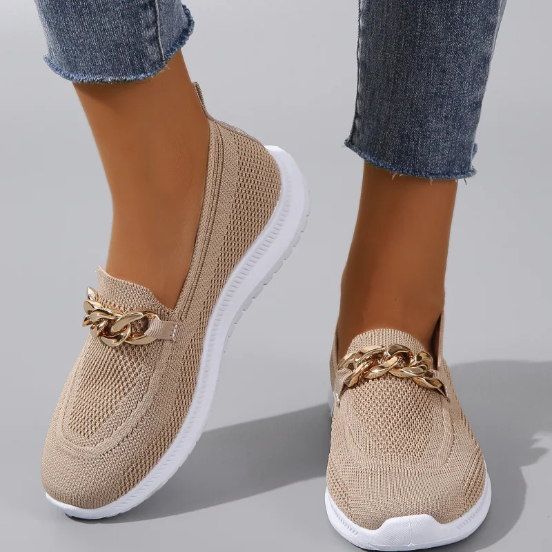 Ladies' Mesh Slip-On Sneakers: Breathable, Elastic, for Casual Autumn Wear