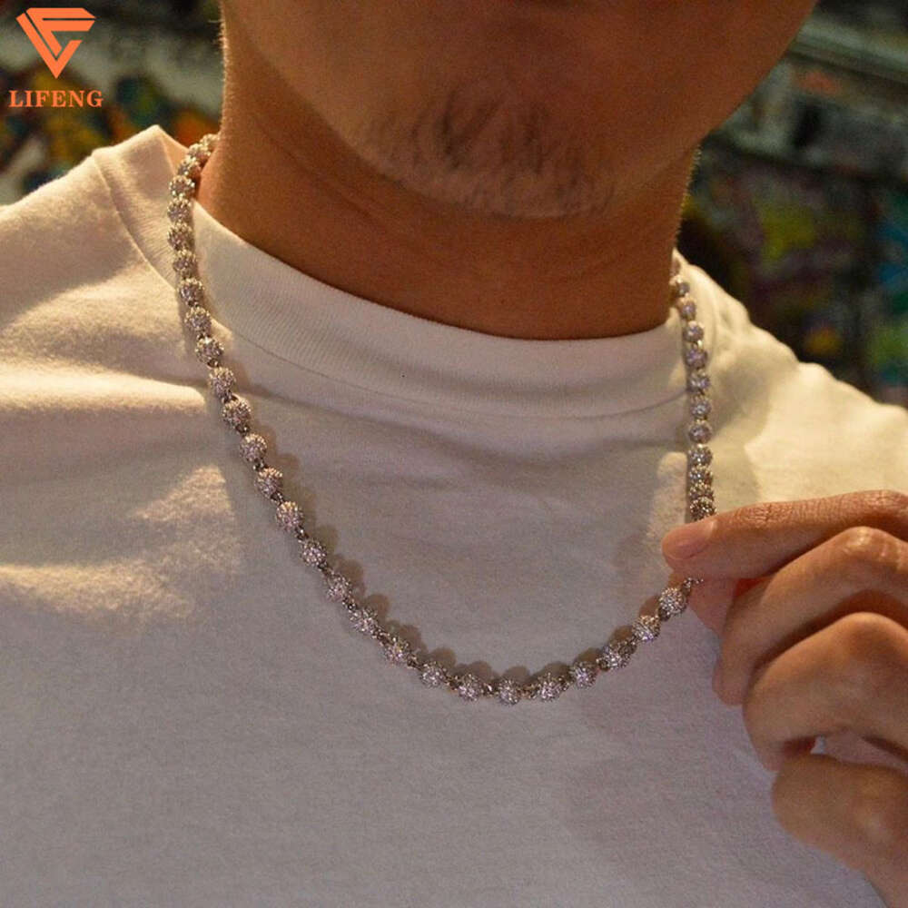 High Quality Fashion Sier Shinny Refined Moissanite Inlaid Bg Rapper Jewelry Hinge Necklace