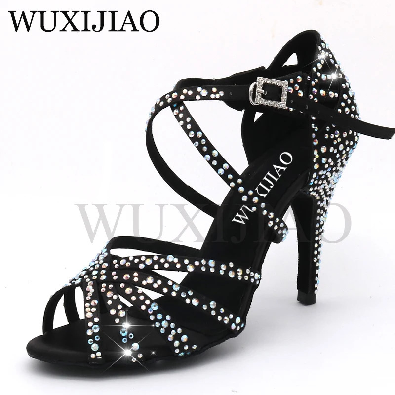 Women's Satin Shining Rhinestones Soft New Hot Bottom Party - Salsa Latin Dance Shoes (Heel: 5Cm/10Cm)