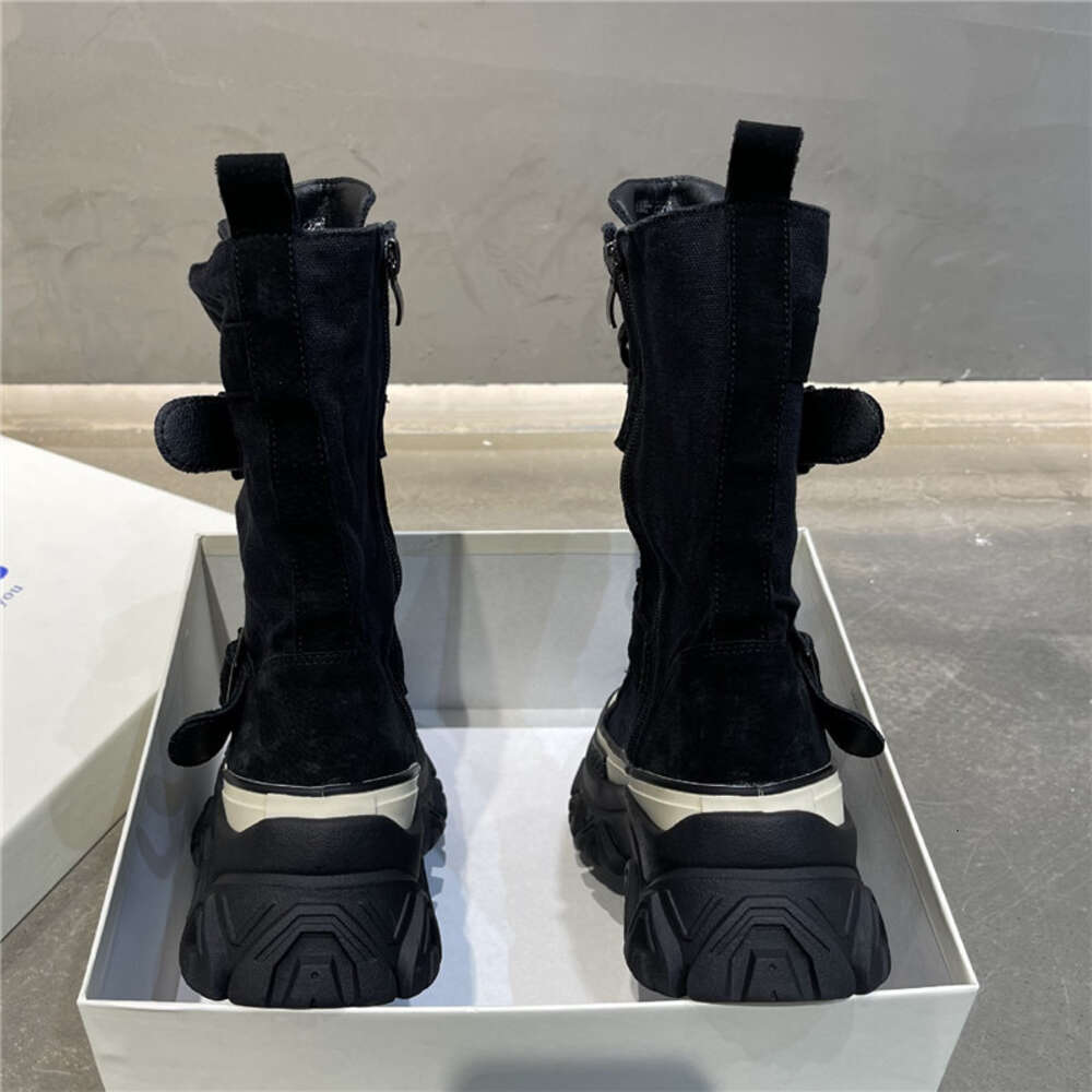 Short Women's Nubuck Non-Slip 2024 Autumn Thick Bottom Motorcycle Boots 4