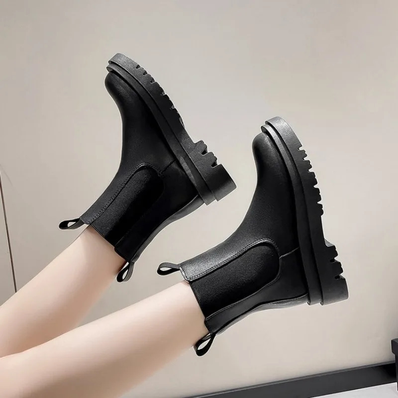 Thicken Winter Knight Boots Women Knee High Long Square Heel Boots Retro Thick Motorcycle Boots Black White Botas Mujer 240611