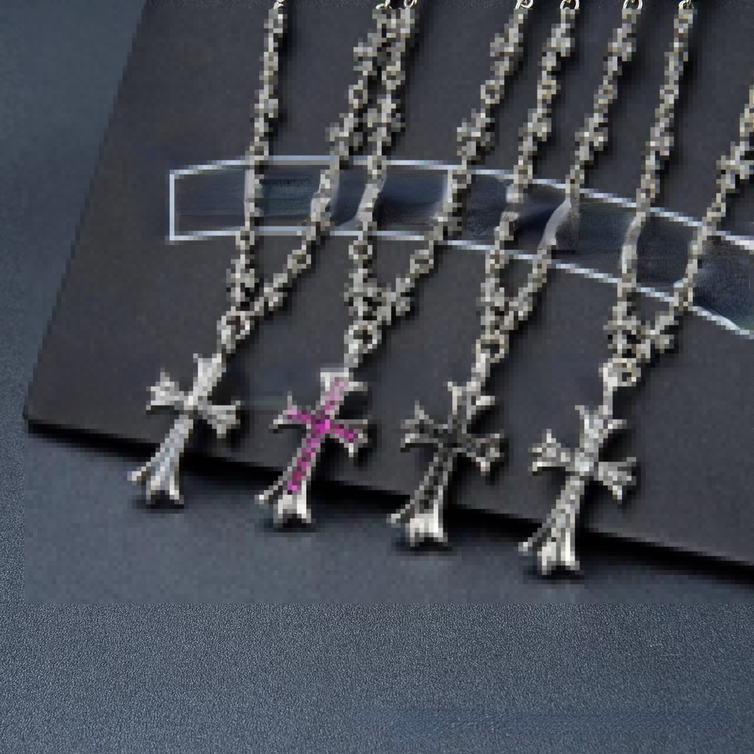Designer Necklaces Unisex Classic Diamonds Cross Necklace S925 Retro Punk Hip Hop Trendy Sweater Chains