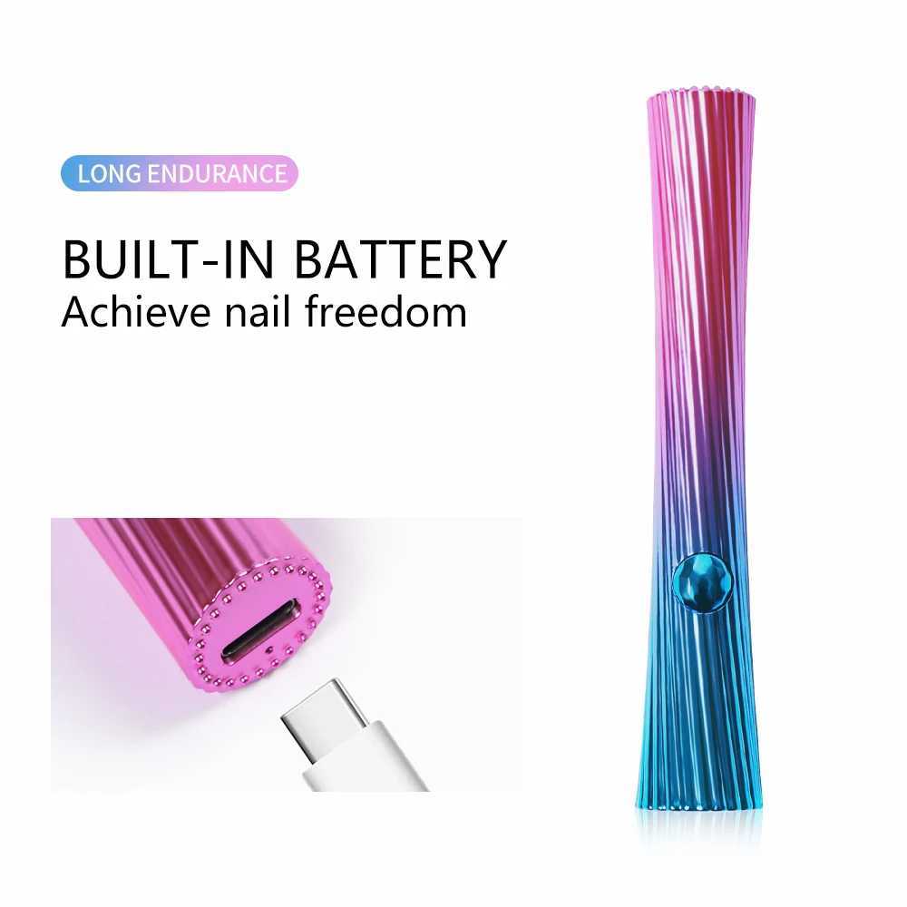 Dryers LULAA Mini Portable Gel Nail Polish Drying Uv Led Lamp For Nails Dryer Rechargeable Manicure Products G240529