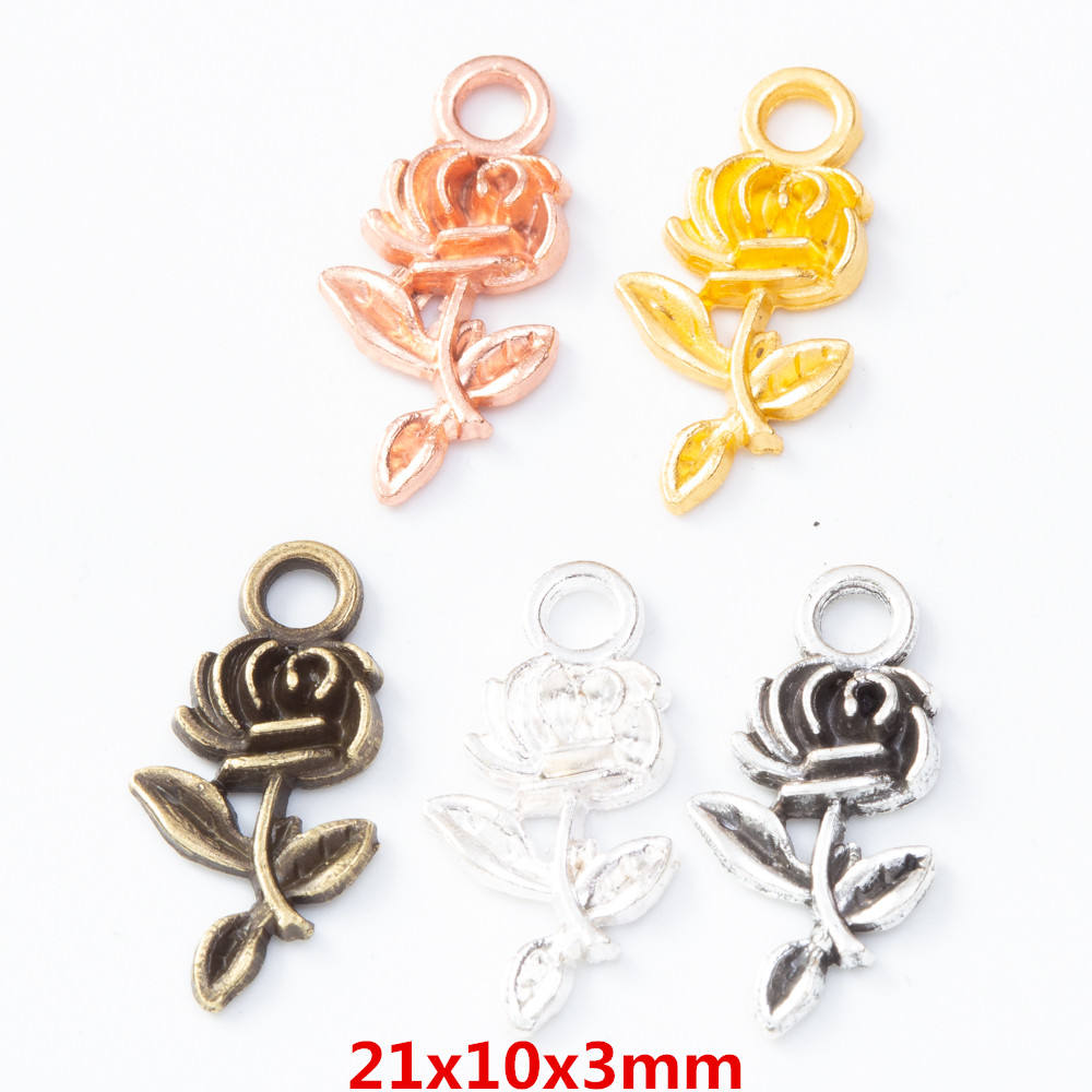 50pcs Vintage Flower zinc alloy charms pendant DIY Bracelet Necklace metal jewelry accessories 8127