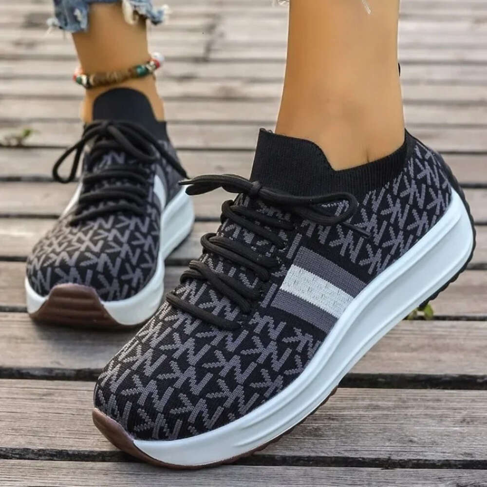 2024 Platform Spring Summer Women Vulcanized Shoes Casual Running Sneakers Lace-Up Wedges Breathable Sports Shoe 4eec5