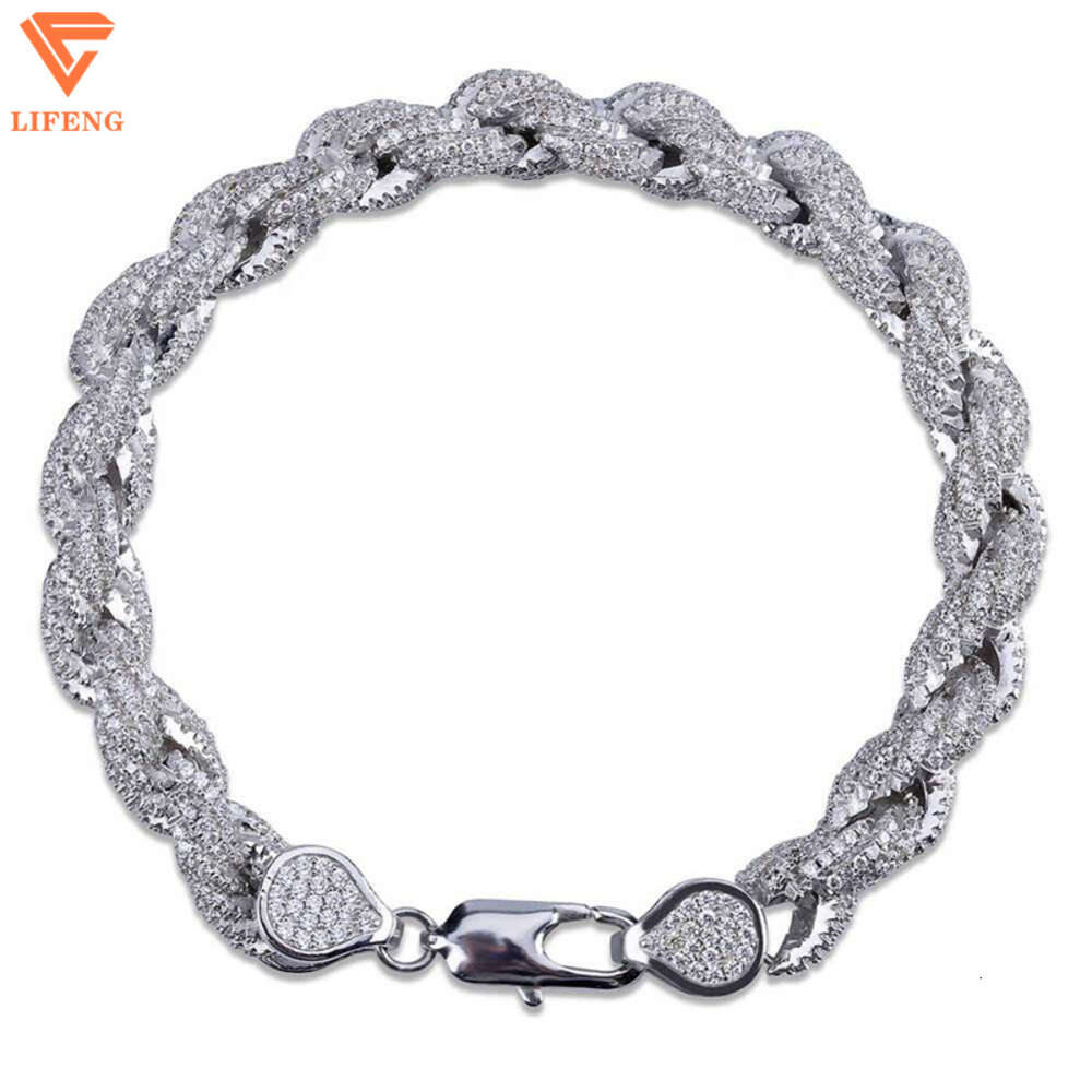 2023 New Arrival Hip Hop Jewelry 8mm Full Vvs Moissanite Iced Out S925 Rope Chain Mens Cuban Link Clasp Bracelet