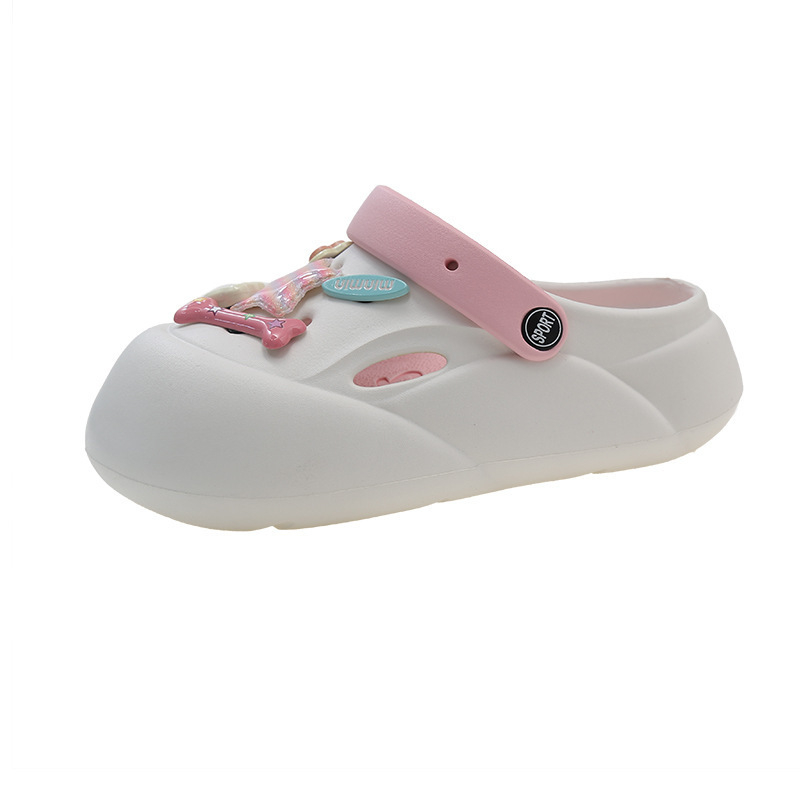 Style 2024 Fashion Summer New Soft Thick Sole Anti slip Elevated Hole Shoes Versatile for External Wear Cute Toe Slippers Free of Shipping Lhshoe