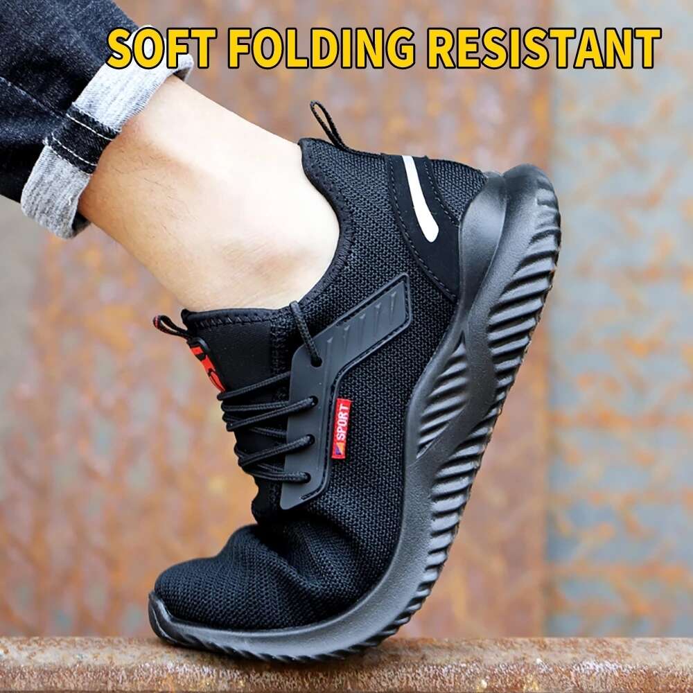Men Women Anti-Smashing Steel Toe Puncture Proof Construction Lightweight Breathable Work Safety Shoes