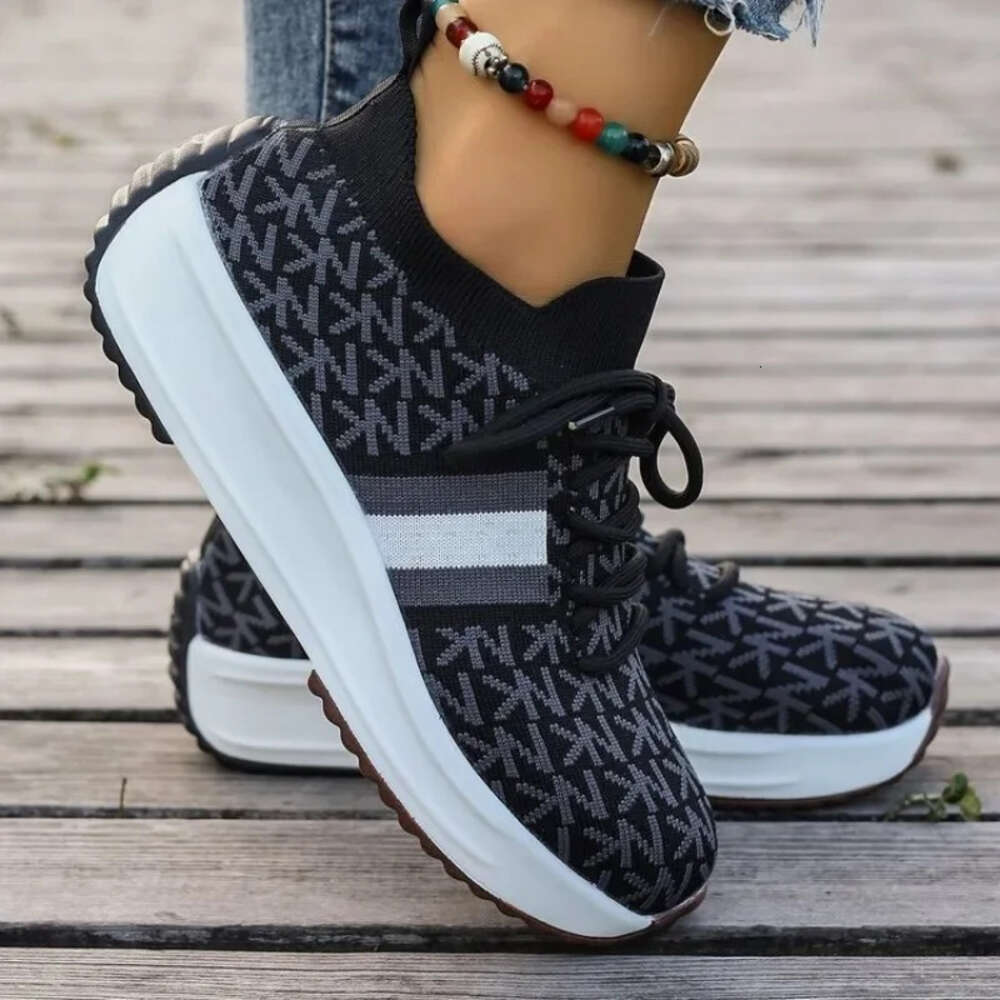 2024 Platform Spring Summer Women Vulcanized Shoes Casual Running Sneakers Lace-Up Wedges Breathable Sports Shoe 4eec5