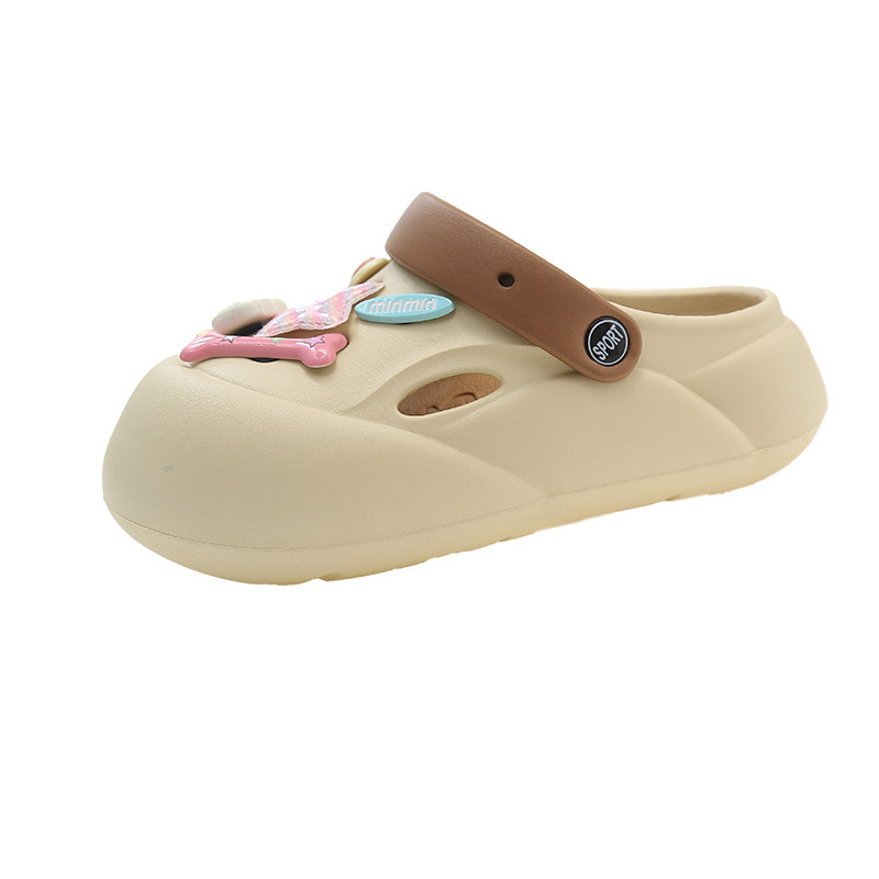 Style 2024 Fashion Summer New Soft Thick Sole Anti slip Elevated Hole Shoes Versatile for External Wear Cute Toe Slippers Free of Shipping Lhshoe