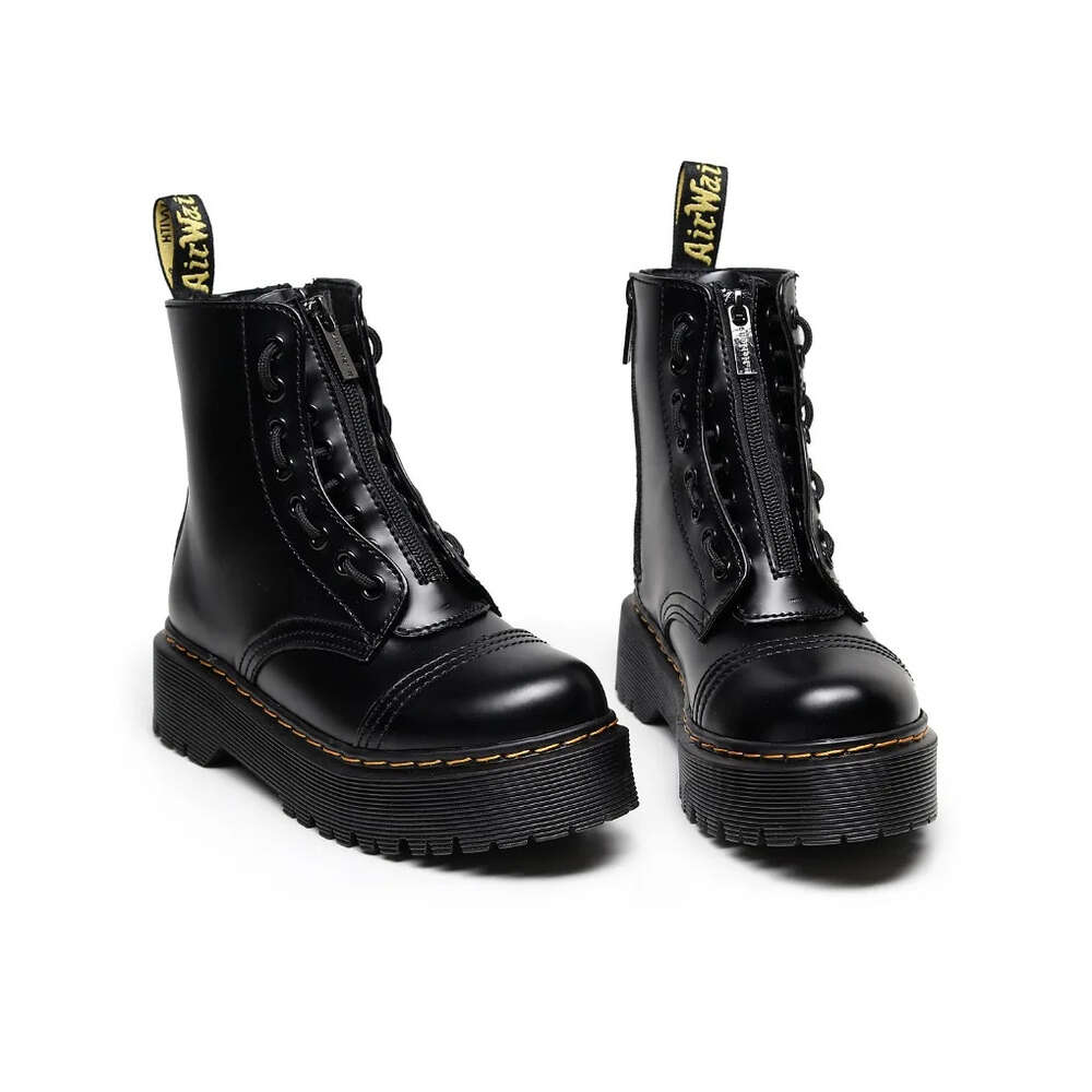 Original Women Platform Boots Leather Men Thick Sole Ankle Sexy Female Punk Motorcycle Shoes Combat Booties Plus Size