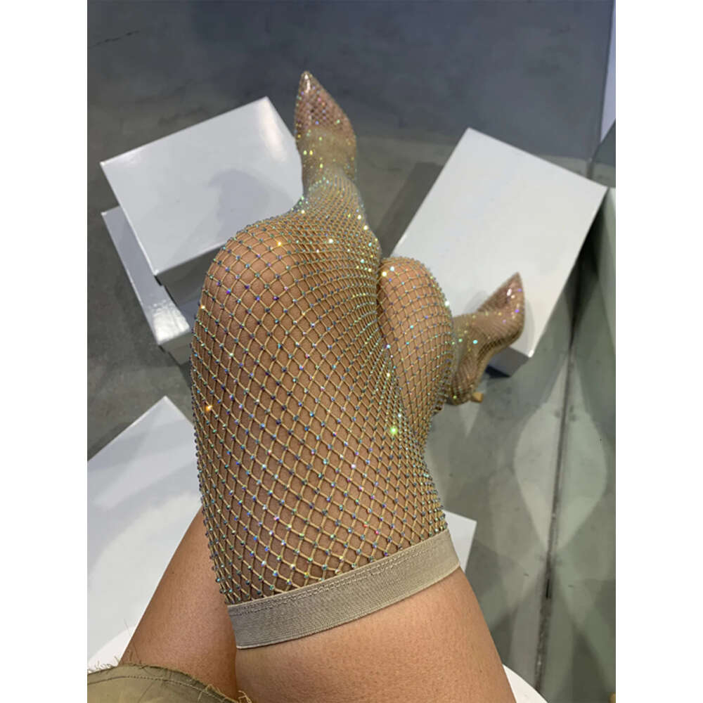 2024 New Full Rhinestone Mesh Summer Boots Women Thigh High Over The Knee Sandals Banquet All Match Women's Pointed Toe Boots