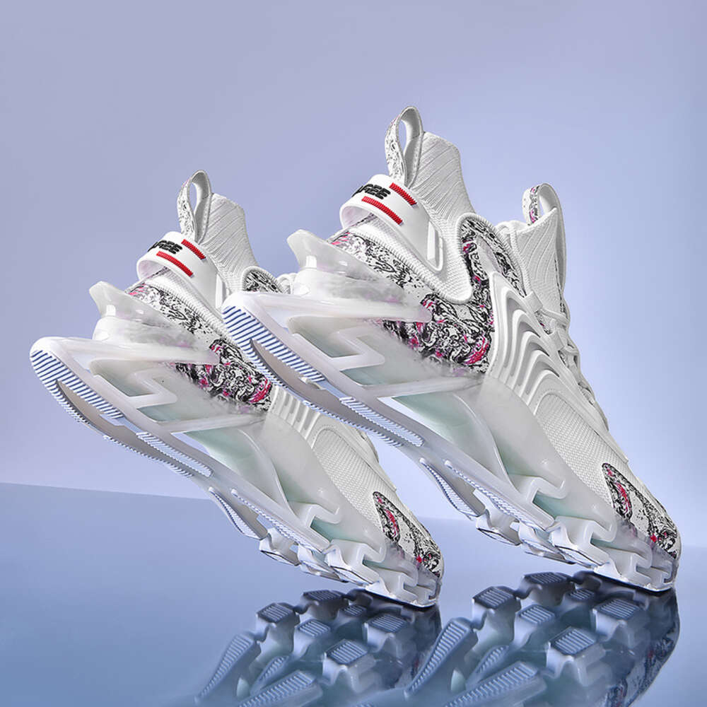 High quality new sports shock absorption mesh breathable blade luminous men's running shoes