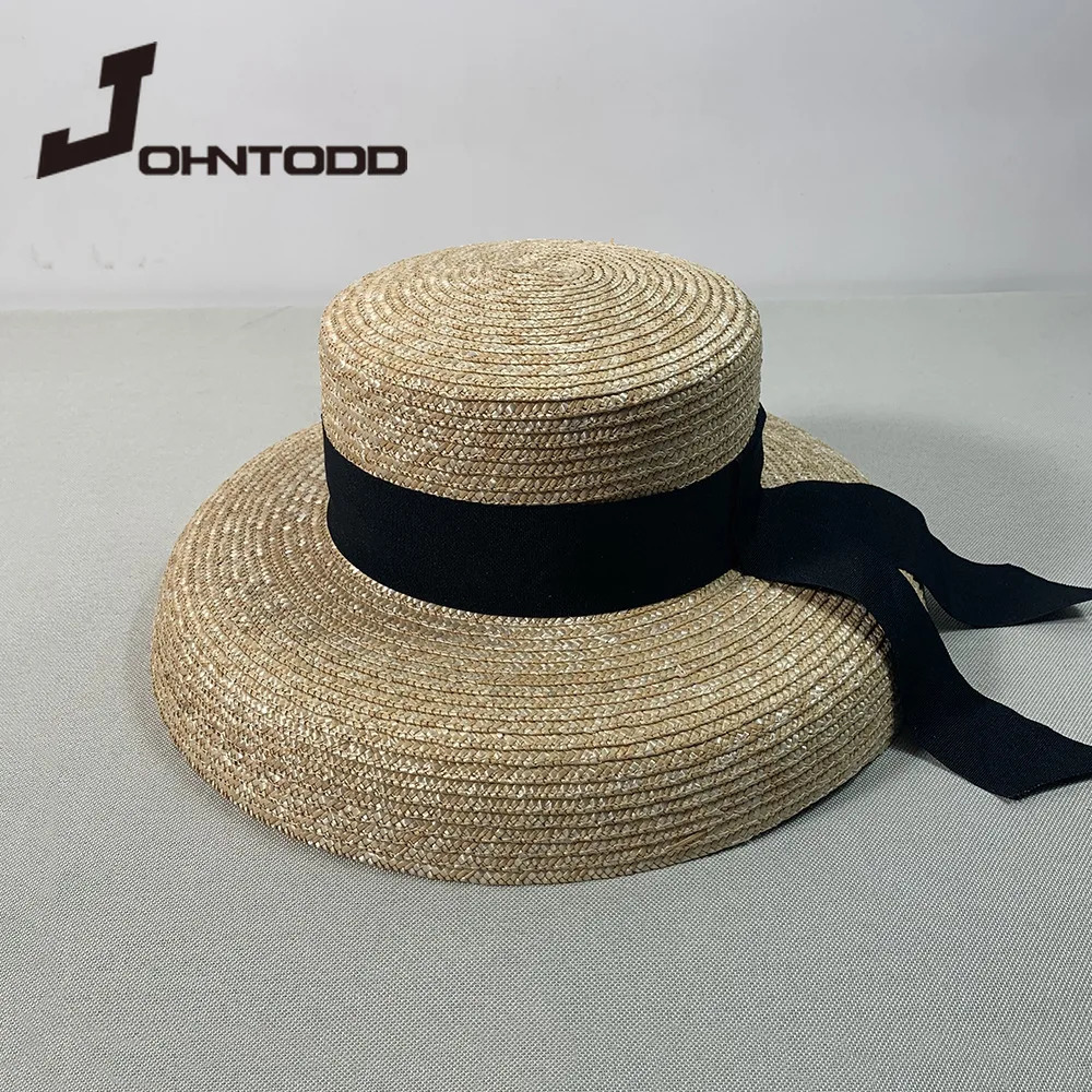 Womens summer big soft top hat straw hat with black and white ribbon lace tie m wide brim sun hat UV protection beach hat cap 240601