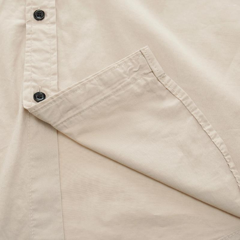 Men's Casual Shirts Summer Fashion Men Short Sleeve Solid Color Safari Shirt Cargo Work Cotton Pocket Male Plain Tops