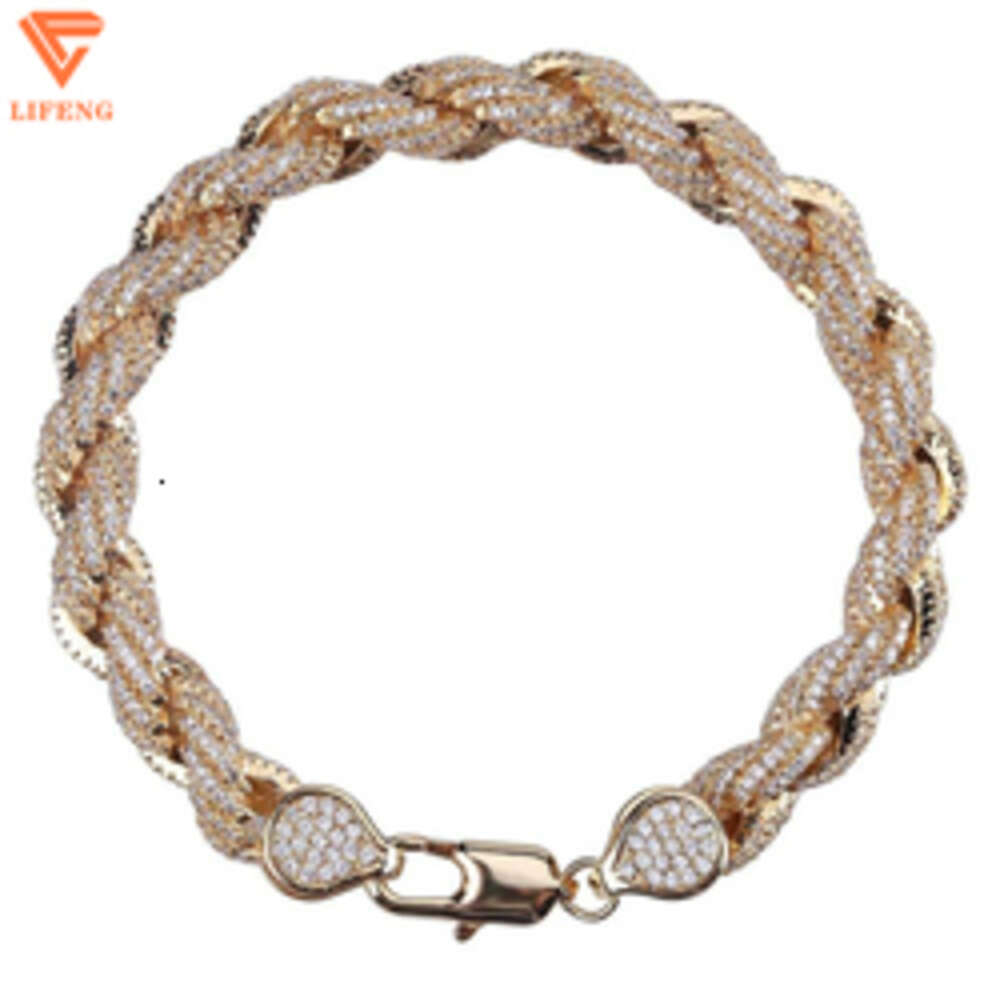 2023 New Arrival Hip Hop Jewelry 8mm Full Vvs Moissanite Iced Out S925 Rope Chain Mens Cuban Link Clasp Bracelet