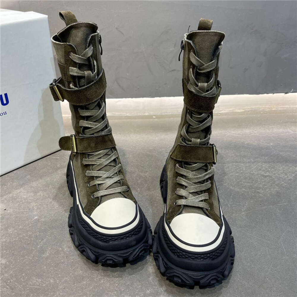 Short Women's Nubuck Non-Slip 2024 Autumn Thick Bottom Motorcycle Boots 4