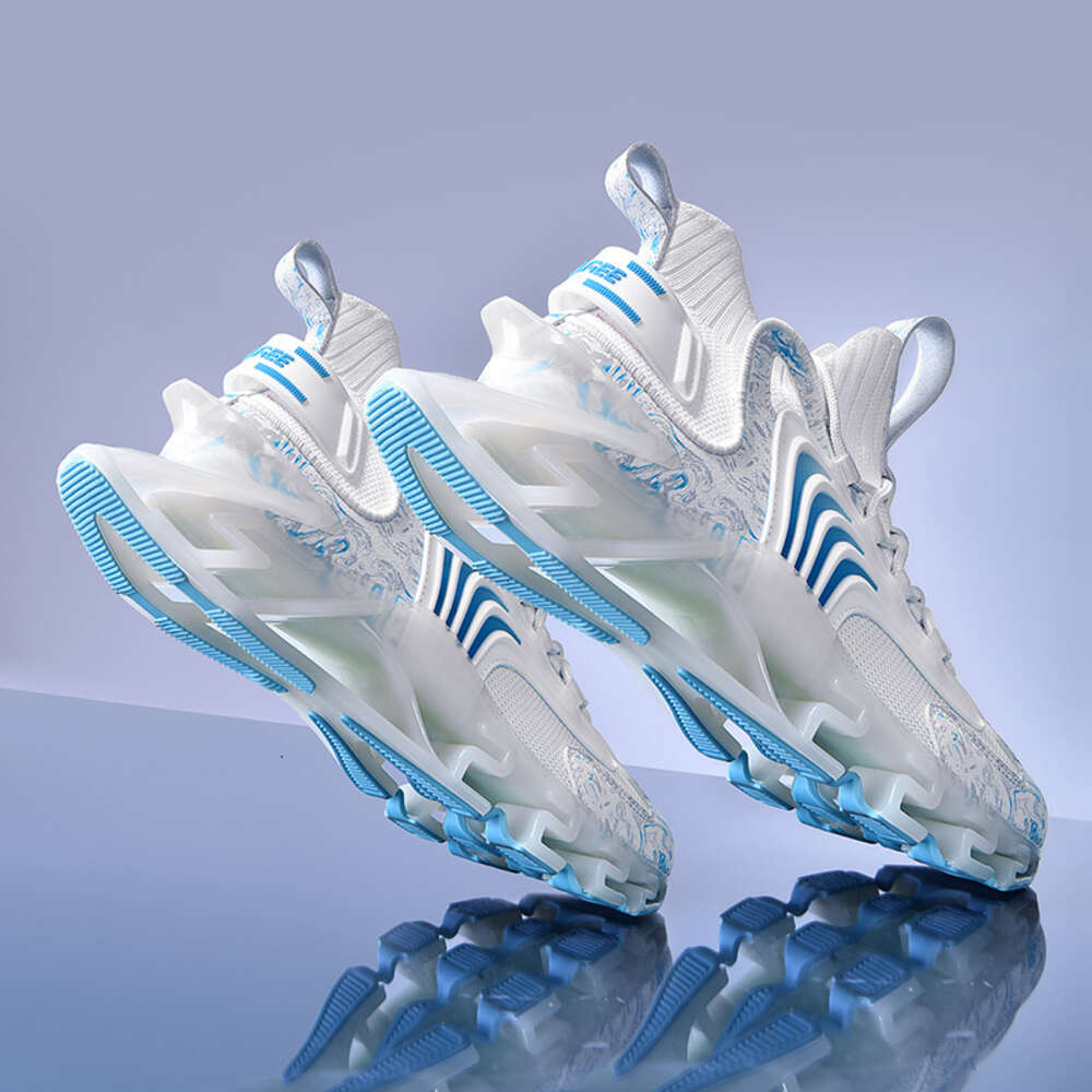 High quality new sports shock absorption mesh breathable blade luminous men's running shoes