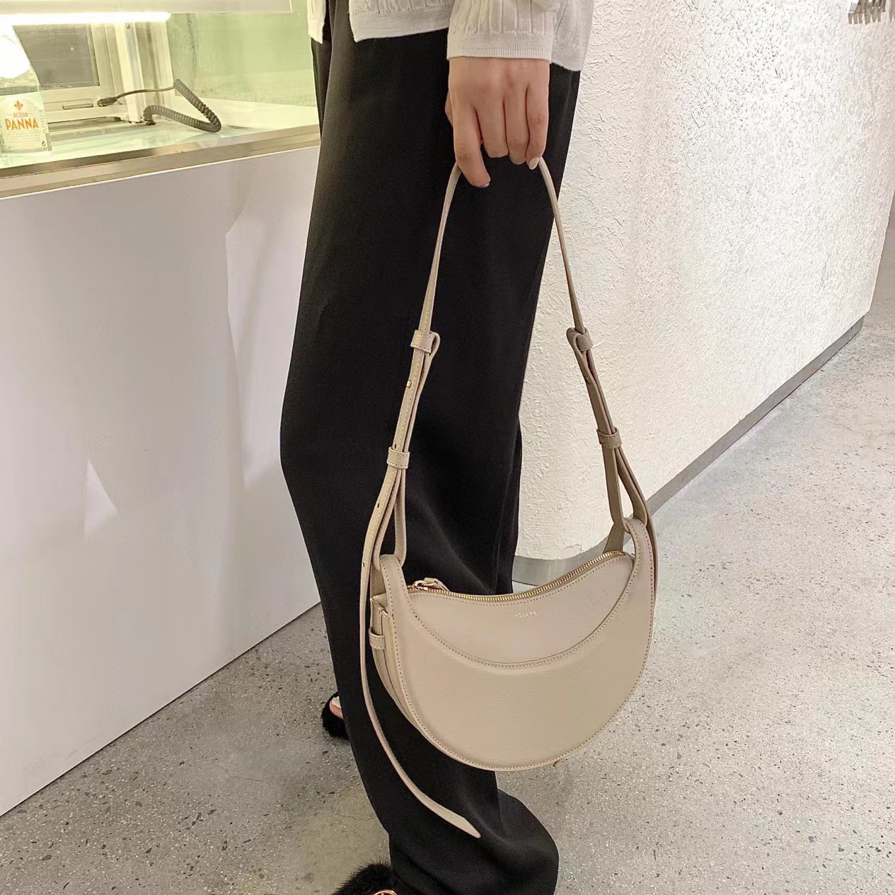 Tote Women's Fashion Cloud Handbag Cowhide Genuine Leather Crescent Bag