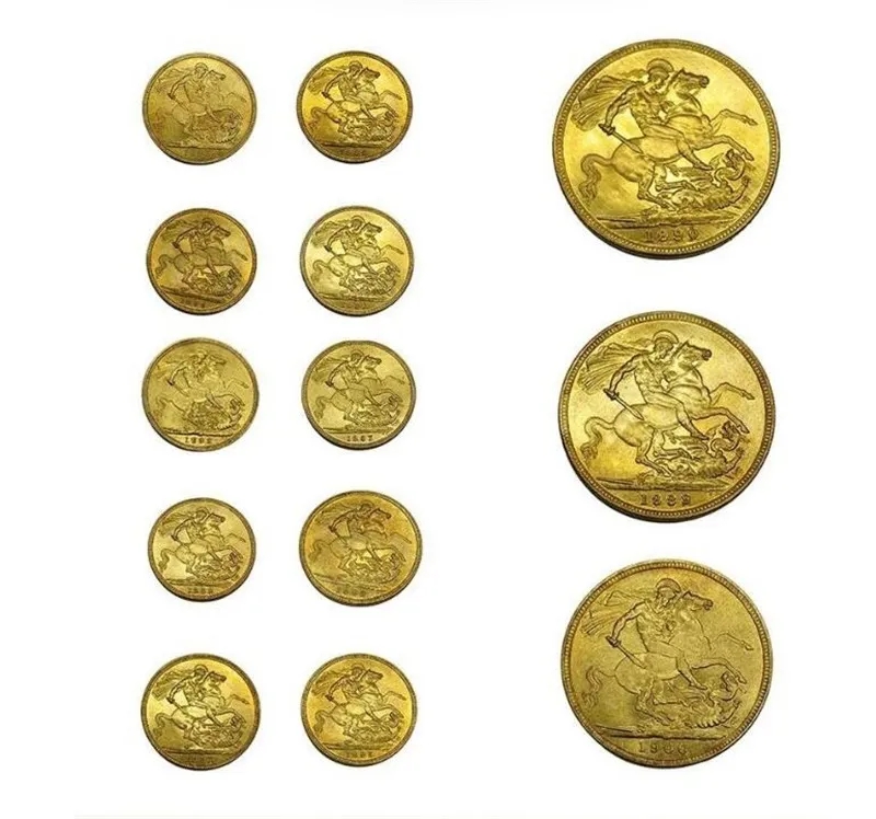 1887-1900 Victoria Sovereign Coins 14PCS/Set 38mm Small Gold Souvenir Coin Collectible Commemorative Coin