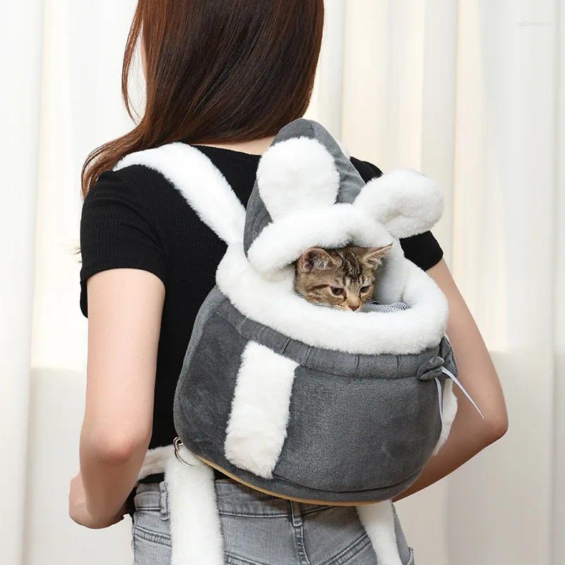 Soft Plush Warm Cat Carriers for Small Dogs, Outdoor Kitten Hanging Chest Travel Bag Backpack
