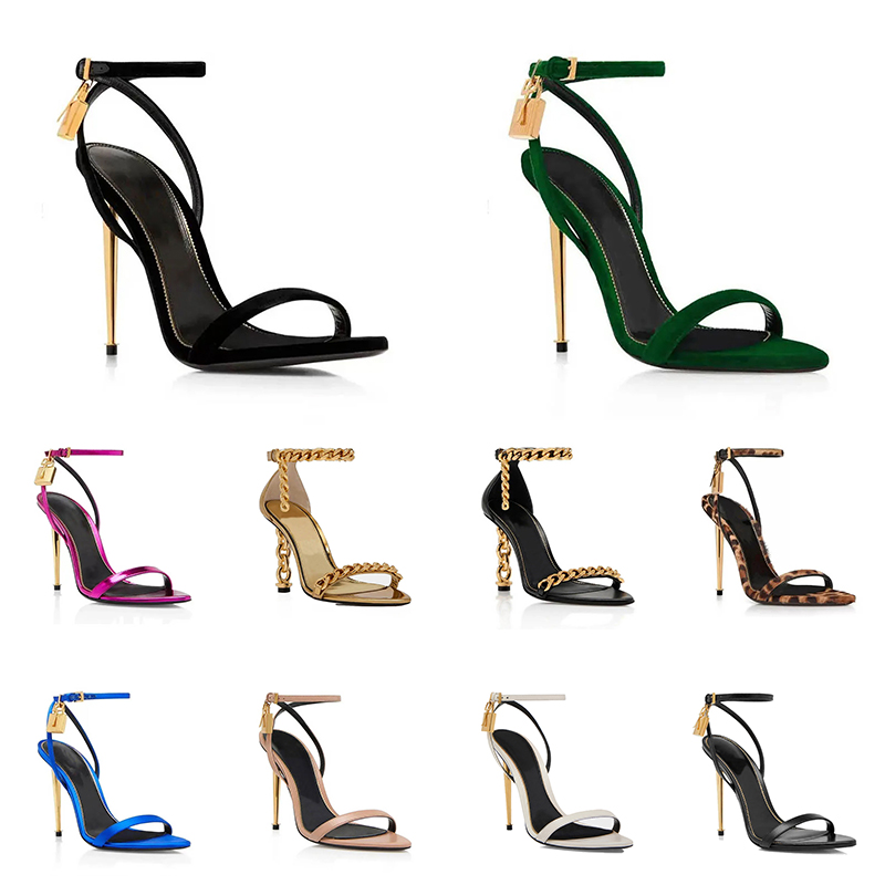 Tom Designer sandals Fords padlock pointy naked sandal womens High Heels Pony Leopard black nude pink silver gold[code ：L]Pumps slingback sandale