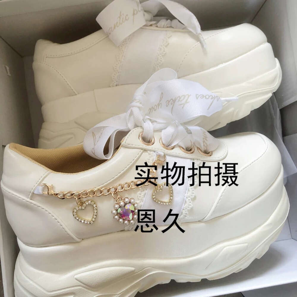 Liz Japanese Heart Shape Rhinestone Pearl Mine Series Thick Bottom Platform Lolita Casual Muffin Sweet Sports Shoes