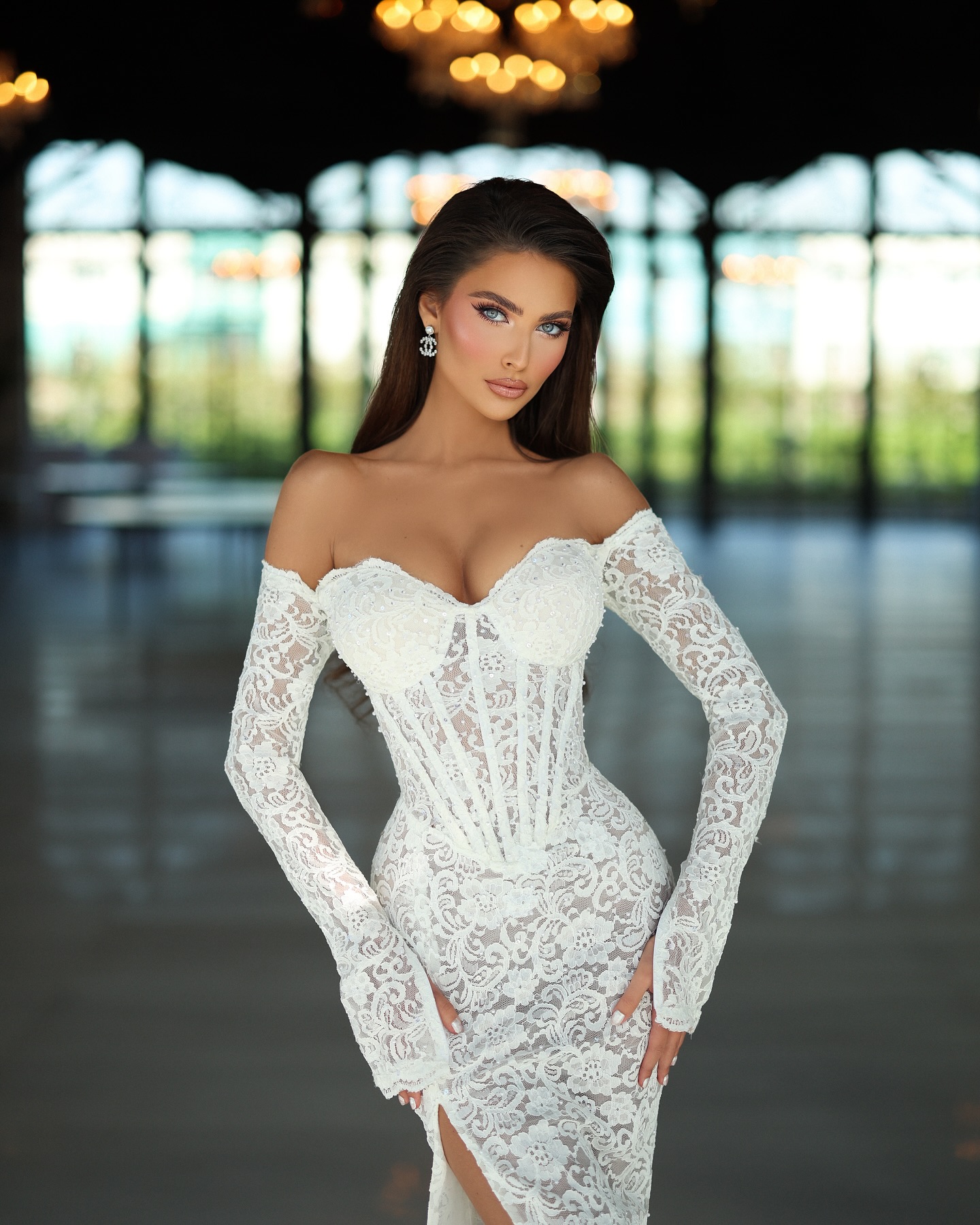 Gorgeous Lace Mermaid Dress With Detachable Train Off Shoulder Fulllace Wedding Dresses Bridal Gowns Long Sleeves Backless Lacefull Robe De Mariage Lz