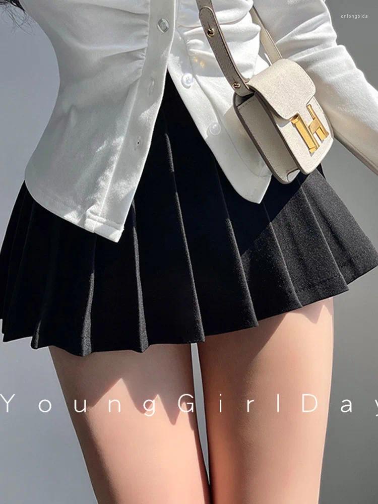 Skirts Pleated Skirt With Shorts Women Sexy High Waist White Black A-line Korean Gyaru Mini Tennis School Girl Summer