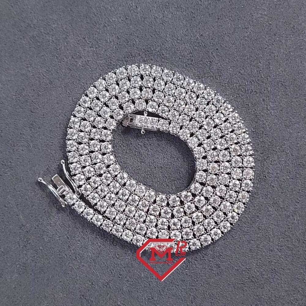 Selling 3mm Tennis Necklace Iced Out Vvs Diamond Chain Moissanite Tennis Chain Necklace