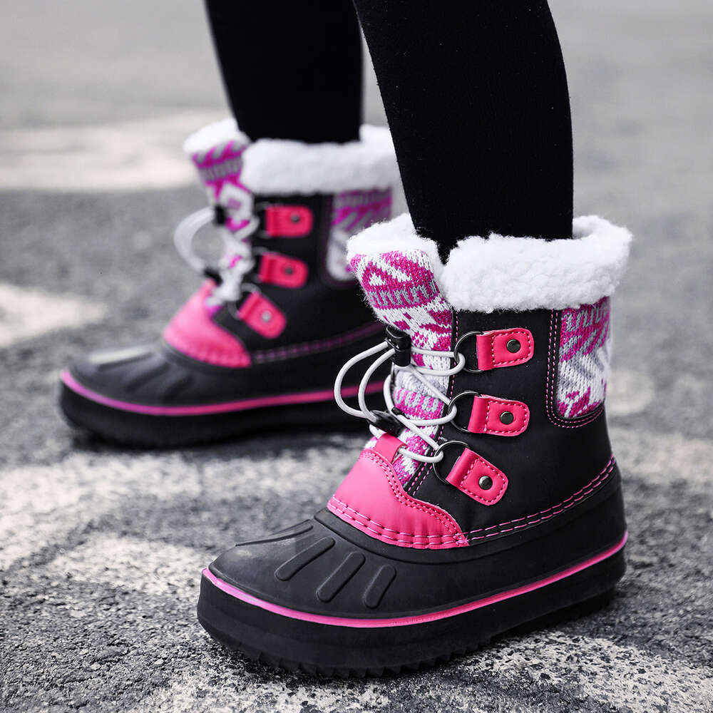 Hot Sale Anti-slip Outdoor Children Plus Veet Waterproof Warm Cotton Shoes Kids Winter Snow Boots